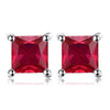 Square 0.6ct Created Emerald 925 Sterling Silver Stud Earrings Fashion Jewelry for Women