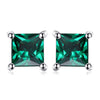 Square 0.6ct Created Emerald 925 Sterling Silver Stud Earrings Fashion Jewelry for Women