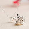 Jewerly 925 Sterling Silver Rose Necklace Pendants Creative Charms Simple Women Birthd Gift Choker Chain Collier Femme Kolye