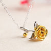 Jewerly 925 Sterling Silver Rose Necklace Pendants Creative Charms Simple Women Birthd Gift Choker Chain Collier Femme Kolye