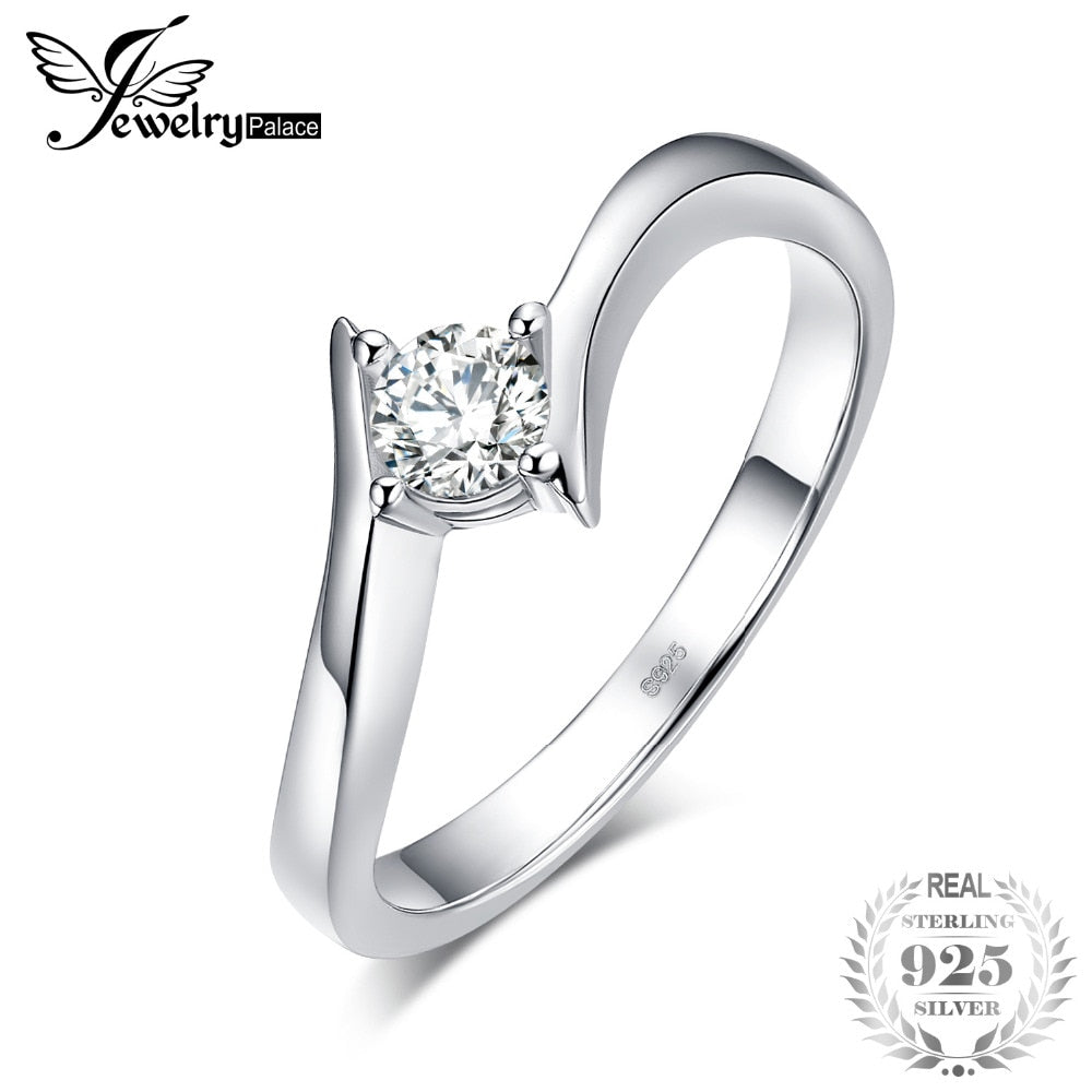 JewerlyPalace Cubic Zirconia Promise Solitaire Engagement Ring 925 Sterling Silver For Women As Beautiful Gifts New Hot Sale