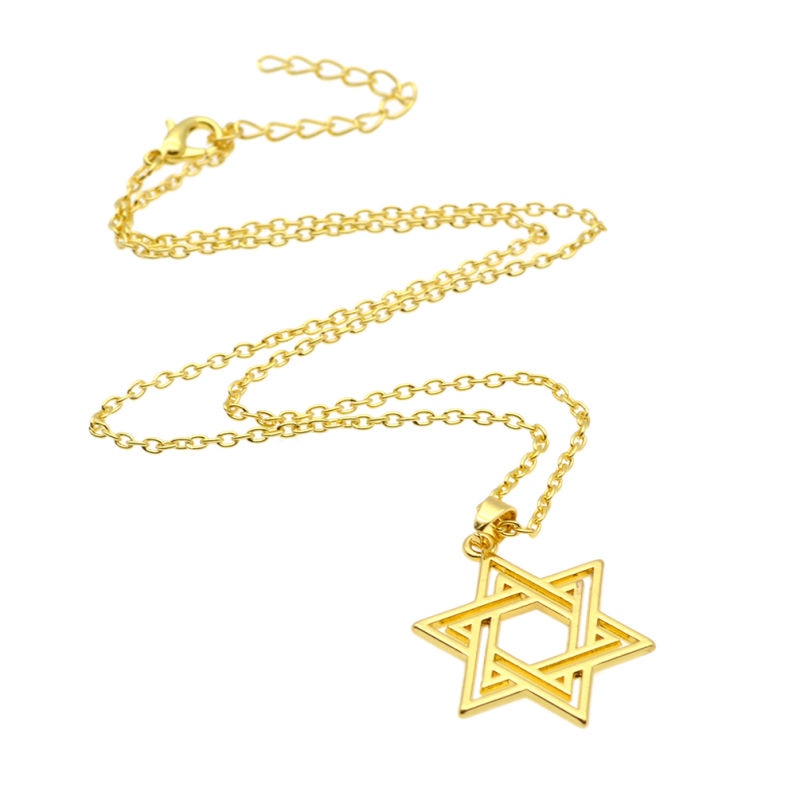 Jewish Star of David Charm Necklace Silver Gold Pendant Chain Statement Jewelry Valentine's D gifts