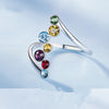 Round Colorful Crystal Wedding Rings for Happy Women 925 Sterling Silver Rainbow Crystal Ladies Finger Accessories Ring