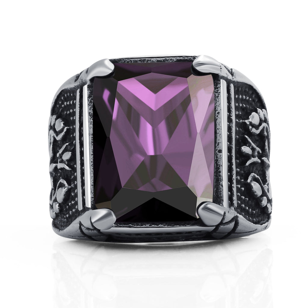 Vintage CZ Stone Men's Rings Punk Style 316L Stainless Steel Ring for Men Jewelry High Quality Men's Ring With Crystal