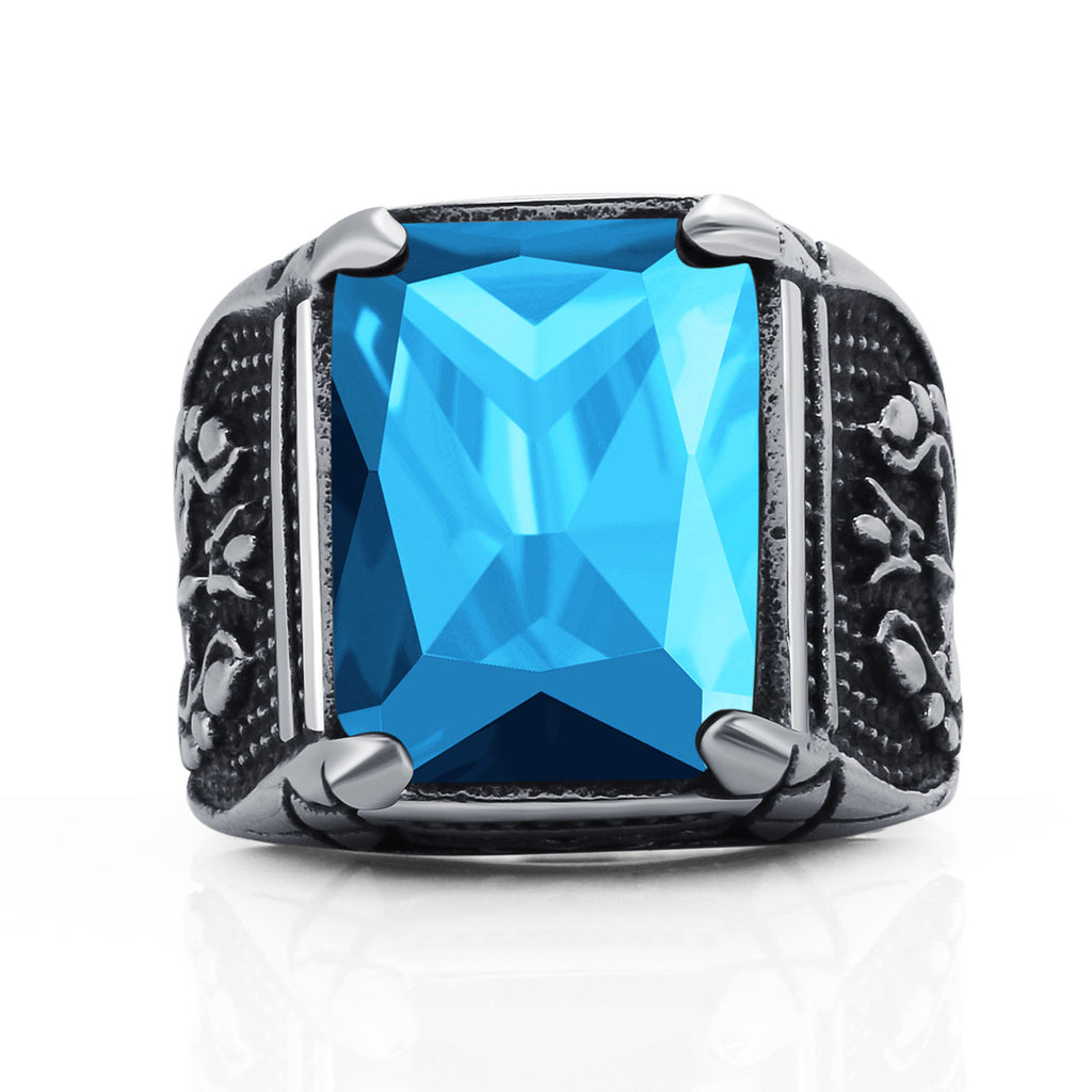 Vintage CZ Stone Men's Rings Punk Style 316L Stainless Steel Ring for Men Jewelry High Quality Men's Ring With Crystal