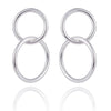 100% 925 Silver New Double Round Circle Pendant Long Earrings for Women Statement Jewelry Geometric Stud Earring Gifts
