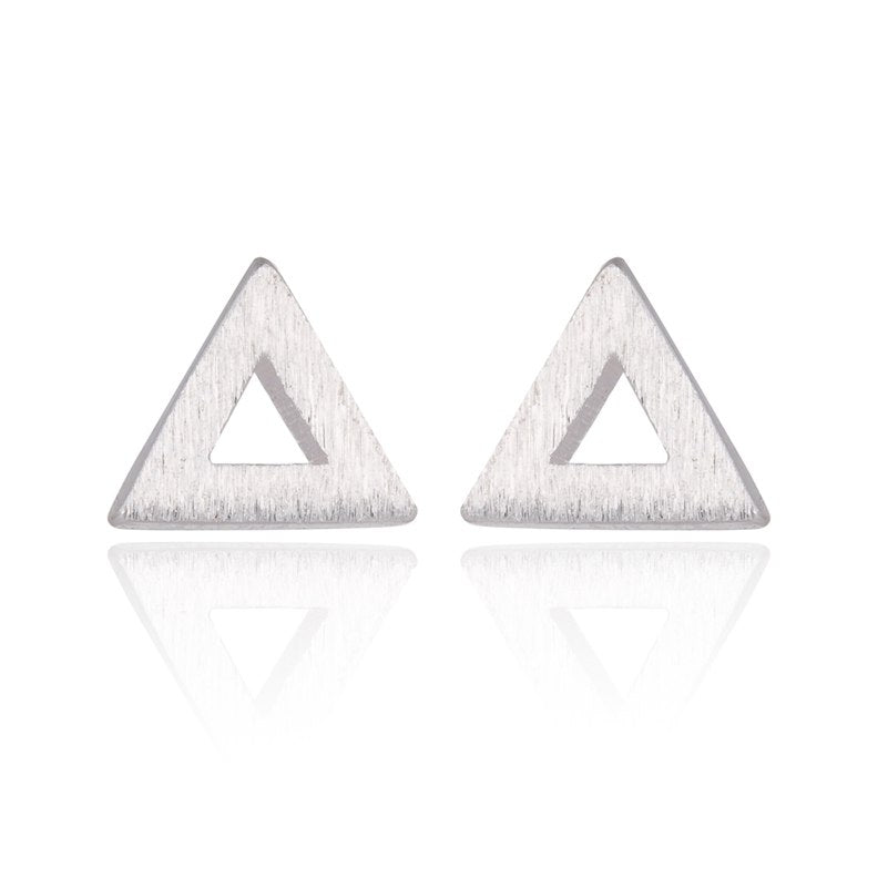 100% 925 Sterling Silver Jewelry Fashion Cute Tiny Round Hexagon Triangle Heart Stud Earrings Pendientes for Girls Kids