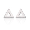 100% 925 Sterling Silver Jewelry Fashion Cute Tiny Round Hexagon Triangle Heart Stud Earrings Pendientes for Girls Kids