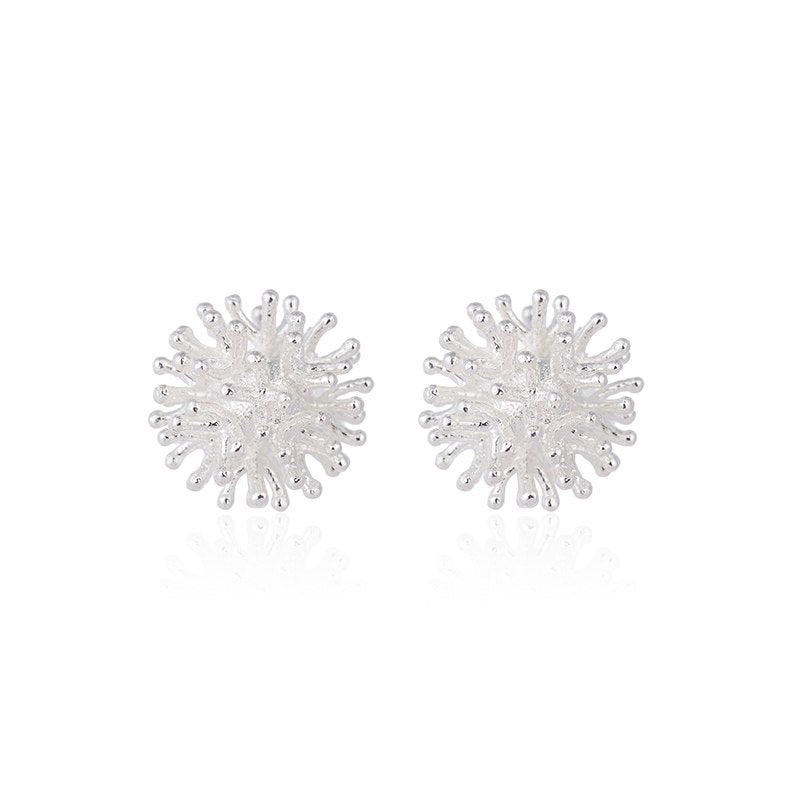 925 Sterling Silver Dandelion Flower Earrings for Women Wedding Jewelry Geometry Stud Earrings Summer Accessories