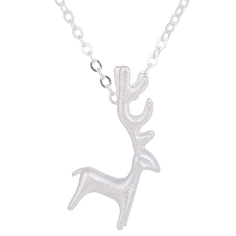 925 Sterling Silver Deer Necklaces & Pendants for Women Boho Antler Horn Animal Chain Necklace Kids Christmas Accessries