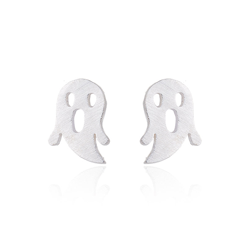 925 Sterling Silver Earrings Classic Animal Matte Ghost Stud Earrings for Women Geometric Fashion Earings Halloween Gift