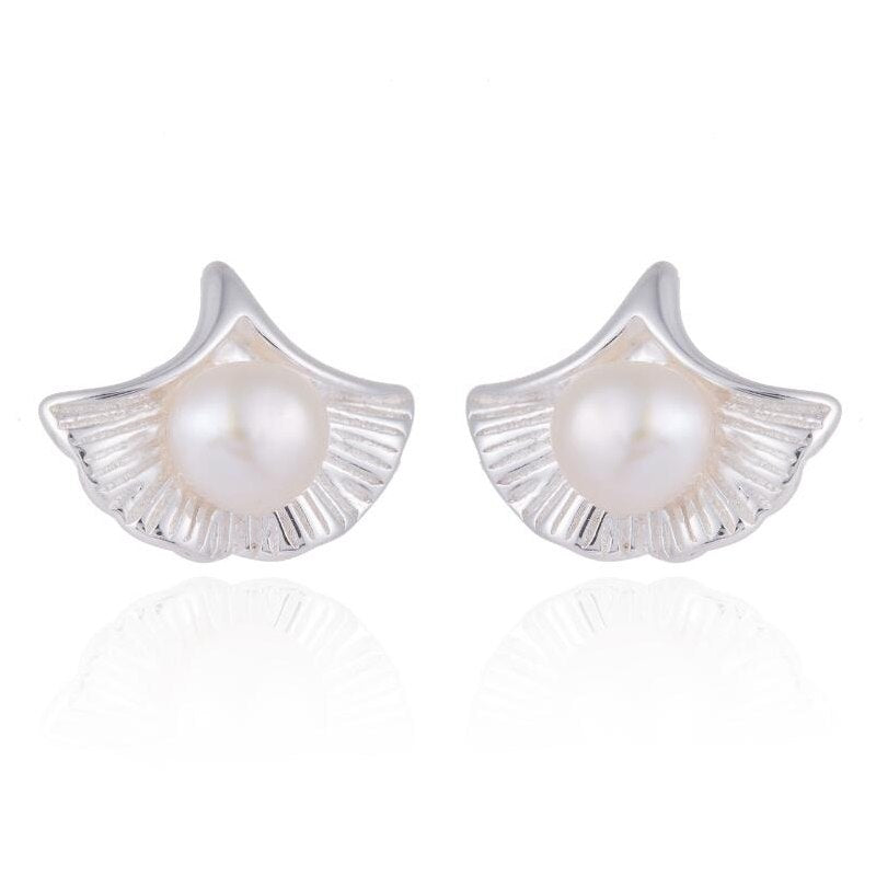 925 Sterling Silver Fashion Ginkgo Biloba Plant Earrings for Women Girls Wedding Jewelry Statement Leaf Stud Earrings