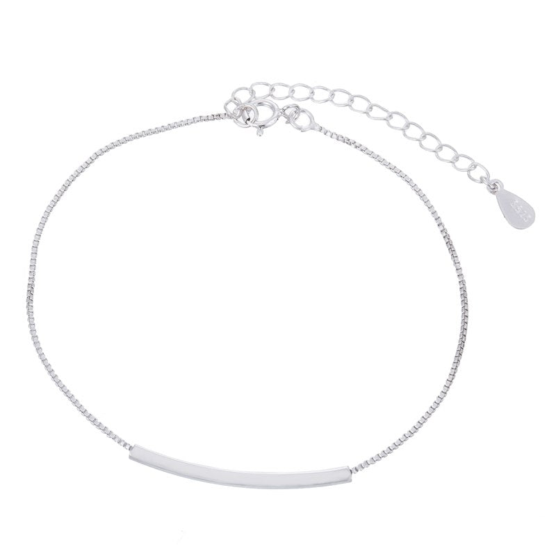 925 Sterling Silver Fashion Jewelry Bracelet Femme Curved Bar Bracelets for Women Simple Bend Bar Bracelets Party Gifts