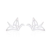 925 Sterling Silver Fashion Lovely Wild Origami Crane Stud Earrings for Women Cute Pendientes Birds Earrings Party Gift