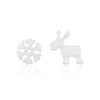 925 Sterling Silver Jewelry Christmas Accessories Snowflake Deer Stud Earrings for Women Girl Fashion Jewelry Party Gift