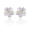 925 Sterling Silver Jewelry Cute Cherry Blossoms Flower Stud Earrings for Women Fashion Plant Earrings boucle d'oreille