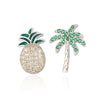 925 Sterling Silver Jewelry Fashion Fruit Pineapple Earrings for Women Kid Asymmetric Crystal Coconut Tree Stud Earrings