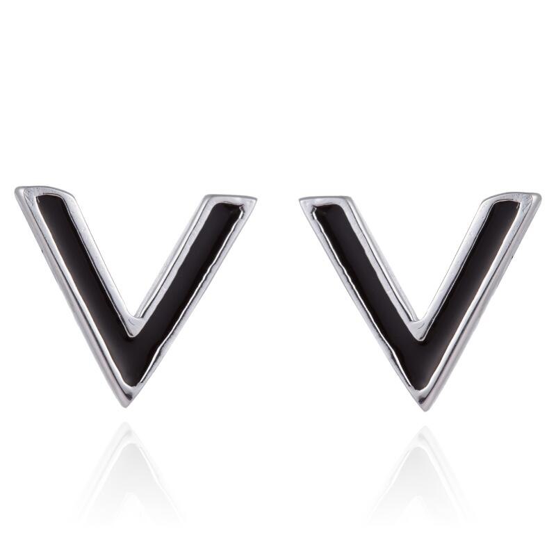925 Sterling Silver Jewelry Simple Letter V Shape Stud Earrings for Women Party Gift Cute Geometric Earrings Oorbellen