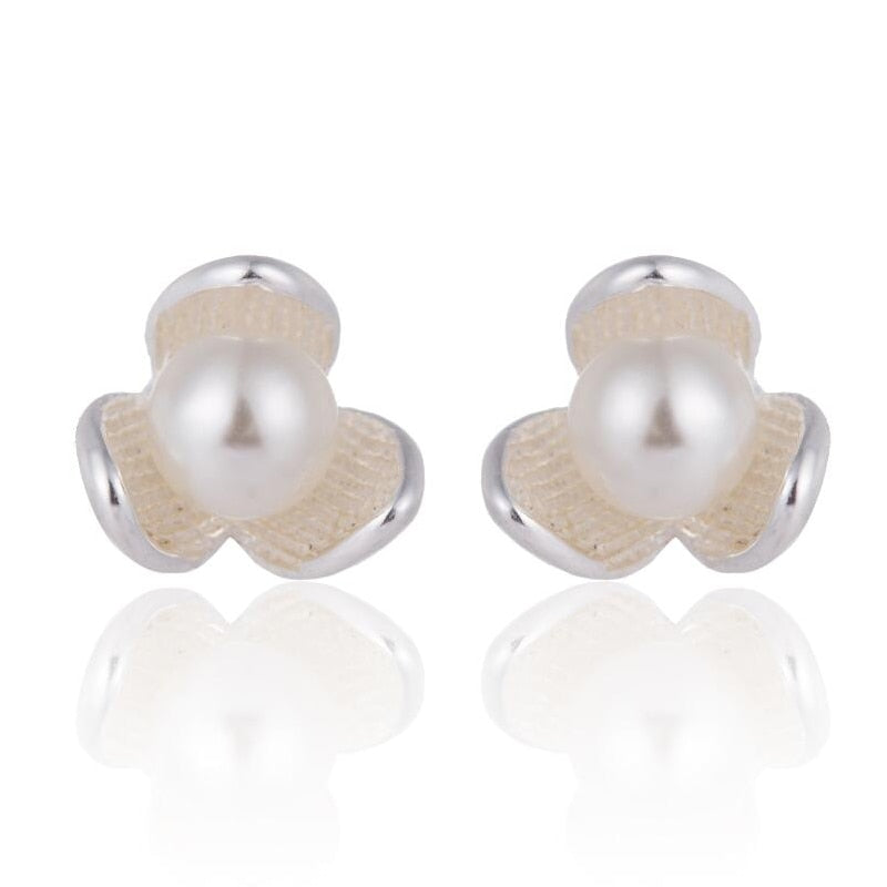 925 Sterling Silver Lovely Daisy Flower Stud Earrings for Girls Trendy Simulated Pearl Earrings Women Jewelry Bijoux