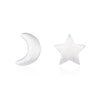 925 Sterling Silver Matte Stars and Moon Stud Earrings for Women Girl Asymmetric Stud Earrings Fashion Jewelry Gift