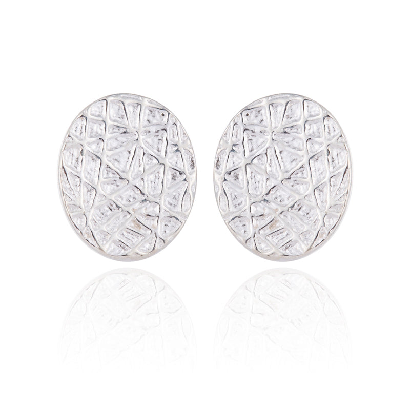 925 Sterling Silver Mesh Texture Ellipse Stud Earrings for Women Lady Fashion Jewelry Geometric Round Earrings aretes