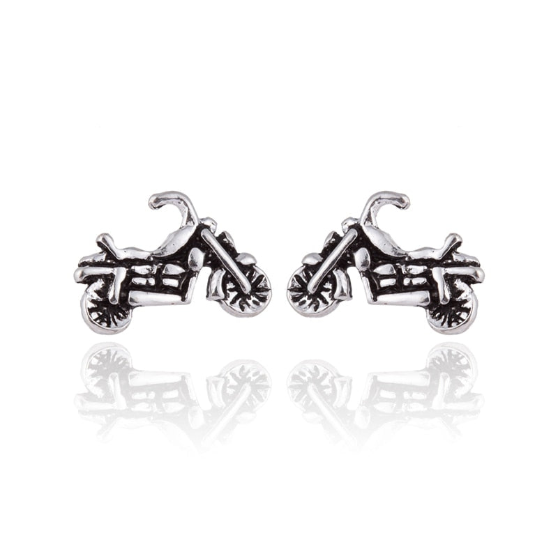 925 Sterling Silver Motorcycle Stud Earrings for Women Men Original Vintage Style Fashion Earrings Halloween Gift brinco