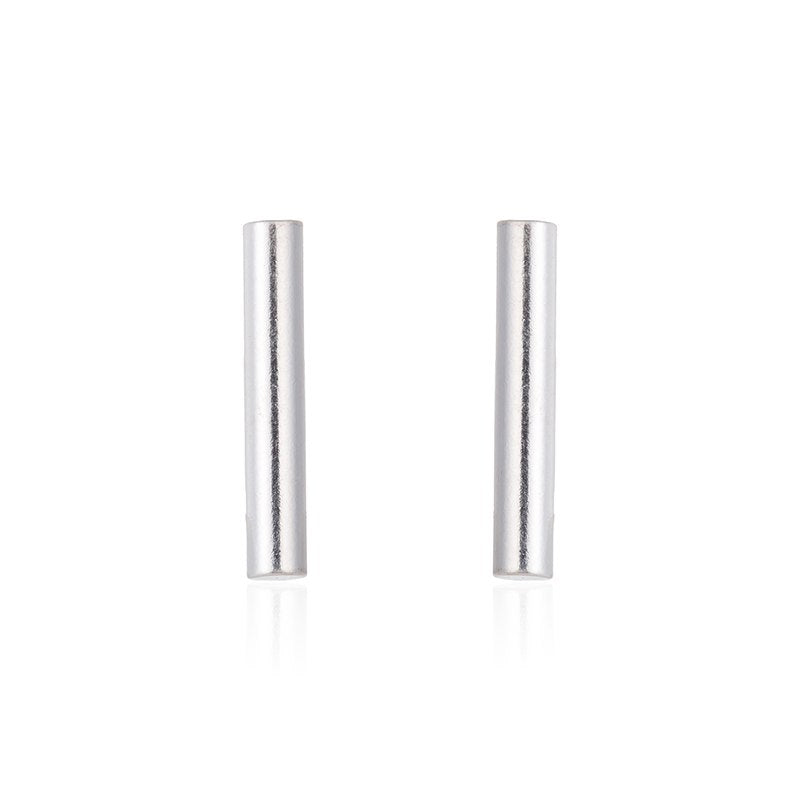 925 Sterling Silver Round Bar Stud Earrings in 2 Different Size Simple Punk Stud Earrings Women Wedding Jewelry Bijoux