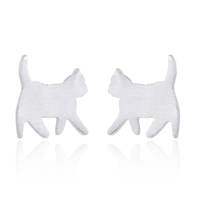 Cute Cat Earrings Small Girl Children Jewelry 100% 925 Silver Animal Stud Earring Co Fine Jewelry Gifts Oorbellen