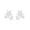 Fashion Vintage Geometric Star Earrings for Women 925 Sterling Silver Jewelry Tiny Matte 3 Stars Earing Birthd Brincos