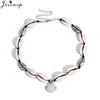 Jisensp Hawaiian White Black Rope Chain Necklace for Women Vintage Handmade Shell Clavicle Necklaces Beach Jewelry Gift