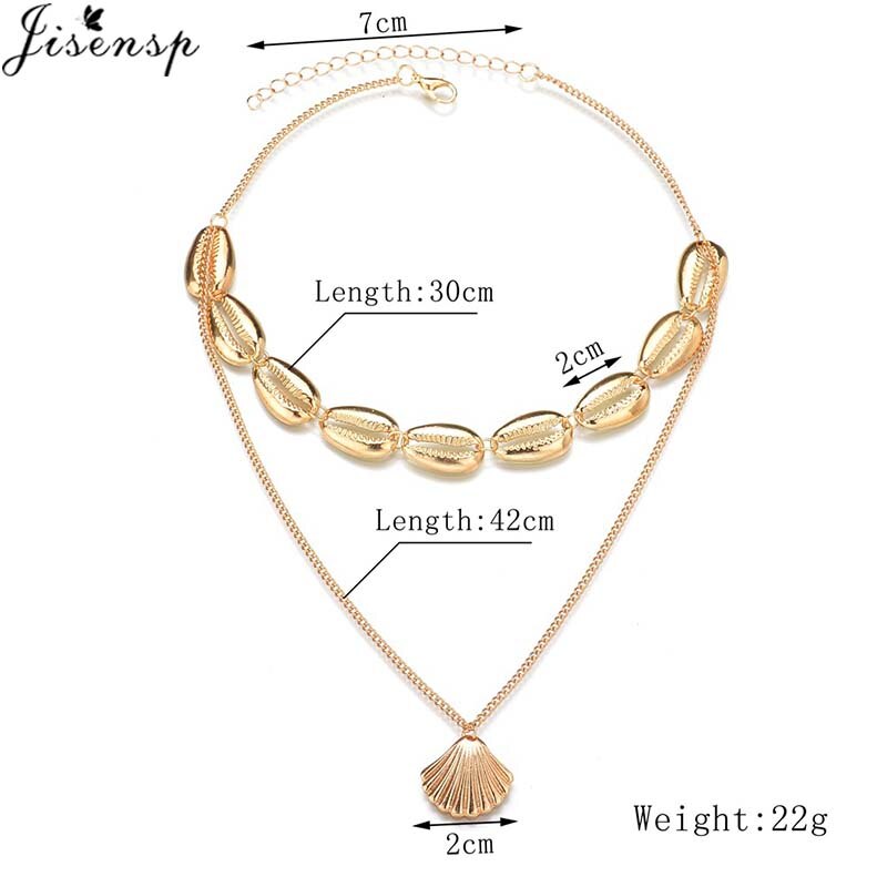 Jisensp Hawaiian White Black Rope Chain Necklace for Women Vintage Handmade Shell Clavicle Necklaces Beach Jewelry Gift