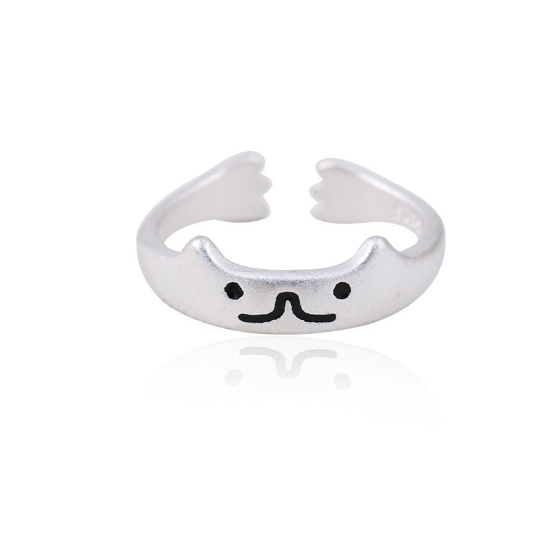 Hot Sale Cute Cat Ring Authentic 925 Sterling Silver Open Size Animal Finger Rings for Women Party Ring Jewelry anillos