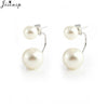 Hot Silver Plated Double Sided Earings Fashion Jewelry Crystal Ball Stud Earrings Women Simulated Pearl Earrings Brincos