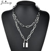 Jisensp Lock Pendants Punk Necklaces for Women Men Exaggeration Personality Thick Chain Padlock Necklace Gothic Collier Femme