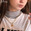 Jisensp Lock Pendants Punk Necklaces for Women Men Exaggeration Personality Thick Chain Padlock Necklace Gothic Collier Femme
