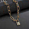 Jisensp Lock Pendants Punk Necklaces for Women Men Exaggeration Personality Thick Chain Padlock Necklace Gothic Collier Femme