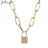 Jisensp Lock Pendants Punk Necklaces for Women Men Exaggeration Personality Thick Chain Padlock Necklace Gothic Collier Femme