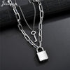 Jisensp Lock Pendants Punk Necklaces for Women Men Exaggeration Personality Thick Chain Padlock Necklace Gothic Collier Femme