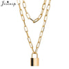 Jisensp Lock Pendants Punk Necklaces for Women Men Exaggeration Personality Thick Chain Padlock Necklace Gothic Collier Femme