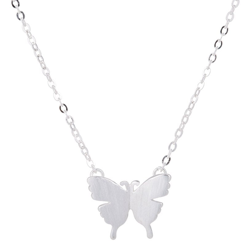 Lovely 925 Sterling Silver Butterfly Necklace for Women Simple Insect Animal Long Necklaces Romantic Wedding Gift Collar