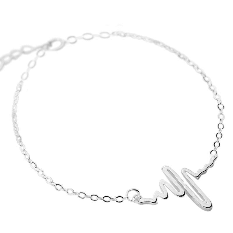 Medical Heartbeat Bracelets for Women Nurse Doctor 100% 925 Silver Jewelry Gifts ECG Pulseras Friends Bracelet Bangle