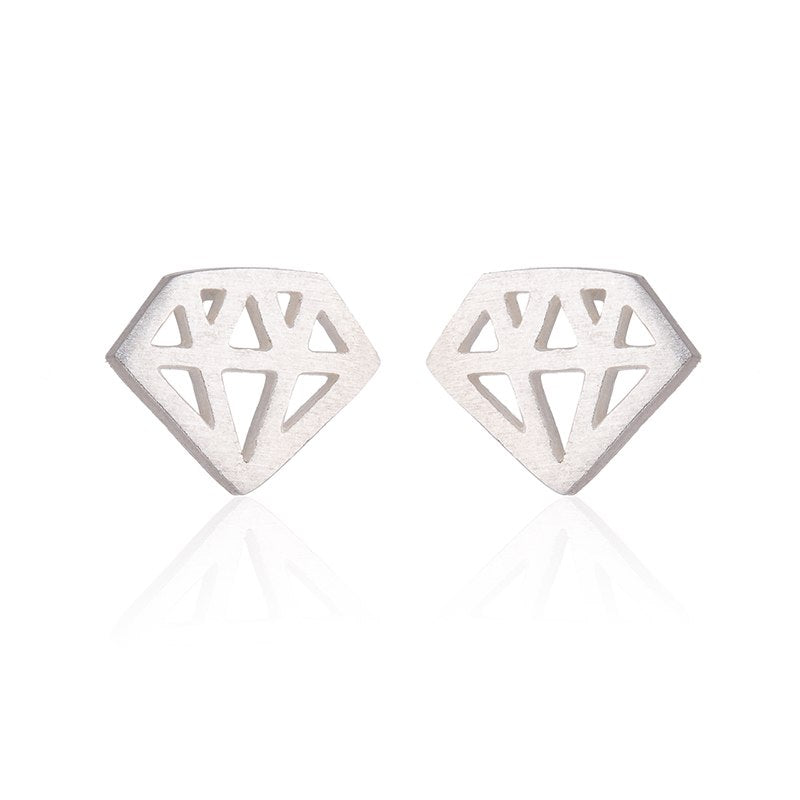 New 925 Silver Punk Triangle Earrings for Women Simple Geometric Stud Earrings brinco Mother's Gift Christmas Earings