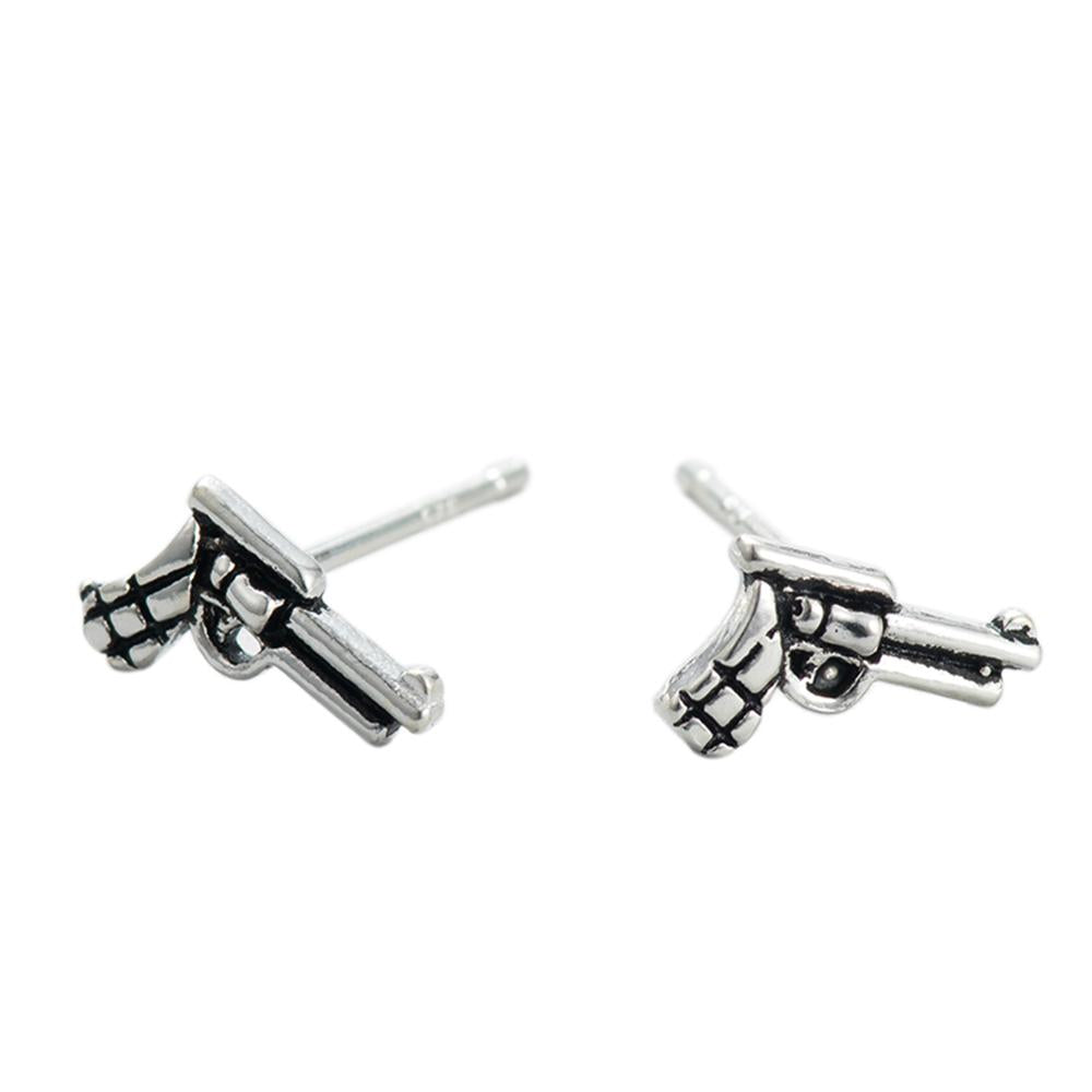 New Arrival Antique Silver Gun Fashion Earrings Unisex Jewelry Exaggerate Geometric Stud Earrings for Men Women Brincos