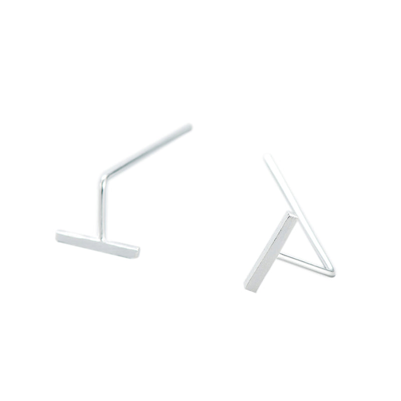 New Fashion Earrings Brinco Simple T Bar Stud Earrings Silver 925 Jewelry for Women Korean Mariage Gifts Ear Jackets