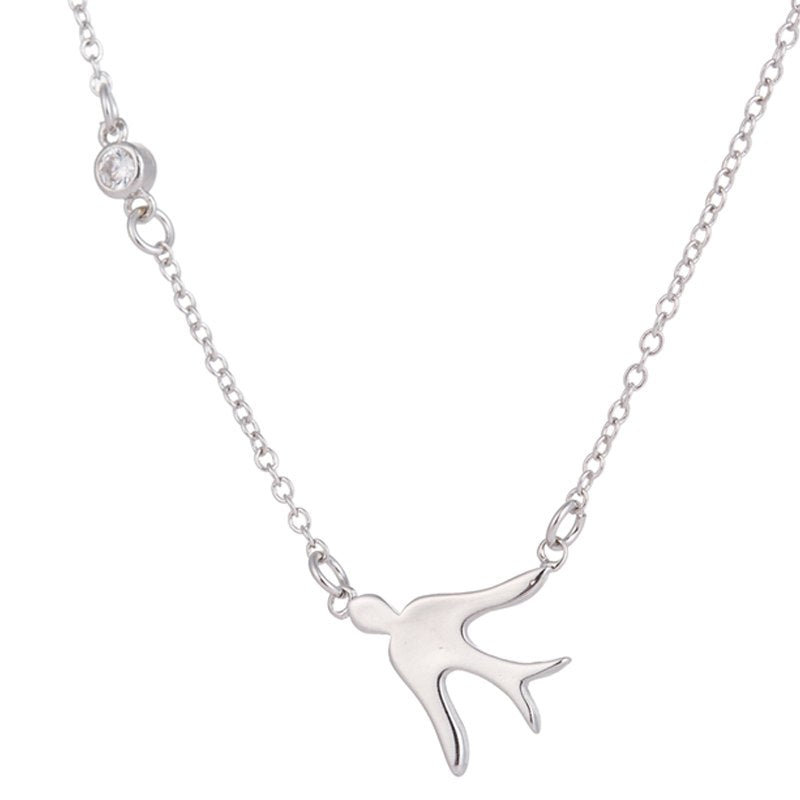 Pure 925 Silver Necklaces Lovely Animal Swallow Pendants & Necklaces Women Jewelry Bird collares Collar Colar de Plata