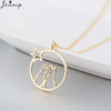 Jisensp Romantic Couple Pendant Necklace Hollow Round Lovely Cat Long Chain for Women Girls Jewelry Gift bijoux