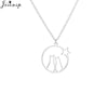 Jisensp Romantic Couple Pendant Necklace Hollow Round Lovely Cat Long Chain for Women Girls Jewelry Gift bijoux