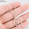 Jisensp Romantic Couple Pendant Necklace Hollow Round Lovely Cat Long Chain for Women Girls Jewelry Gift bijoux