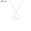 Jisensp Romantic Couple Pendant Necklace Hollow Round Lovely Cat Long Chain for Women Girls Jewelry Gift bijoux