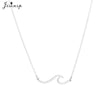Jisensp Stainless Steel Wave Necklace Pendant Beach Surfer Jewelry for Women Ocean Wave Charm Choker Necklaces Collar